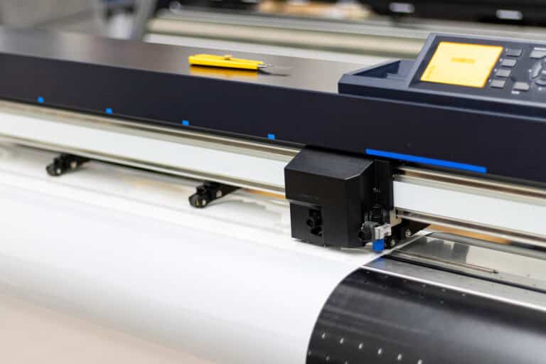 Close up of Plotter cutting paint protection film