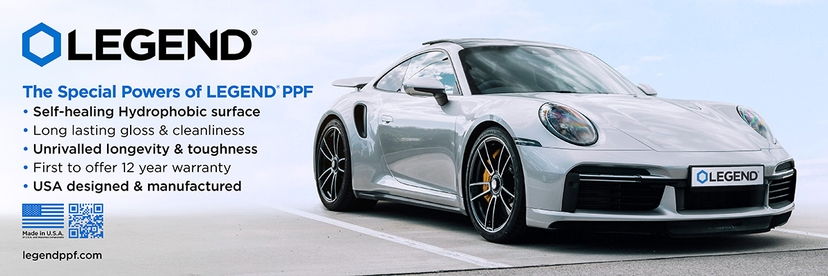 Experience the power of LEGEND Marketing Materials with the Porsche PPF banner, highlighting innovation and excellence