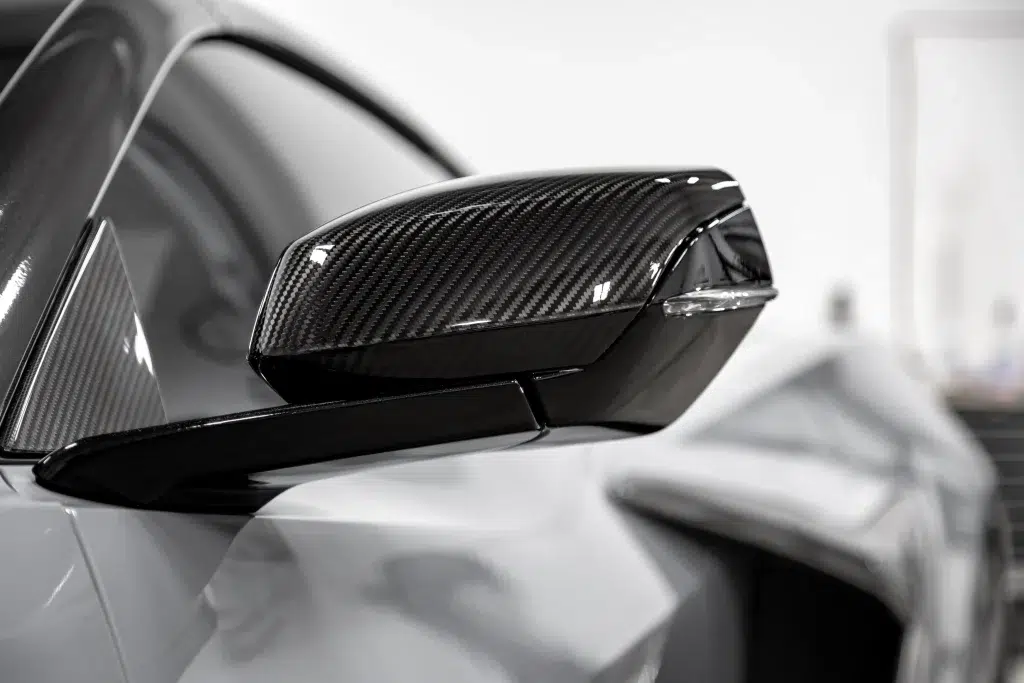 Chevy Corvette C8 Grey with Decals showcasing carbon flash